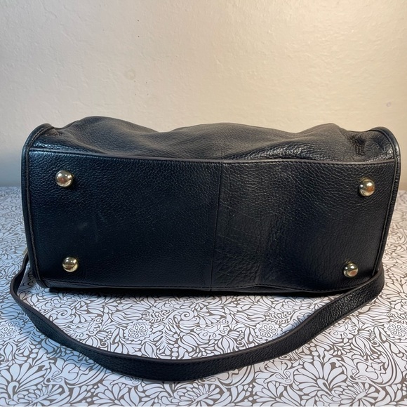 G.I.L.I. Black Leather Roma Satchel with  Gold-tone Hardware - Picture 6 of 13